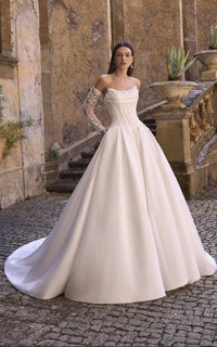 34745-Strapless Corset Ball Gown Wedding Dress