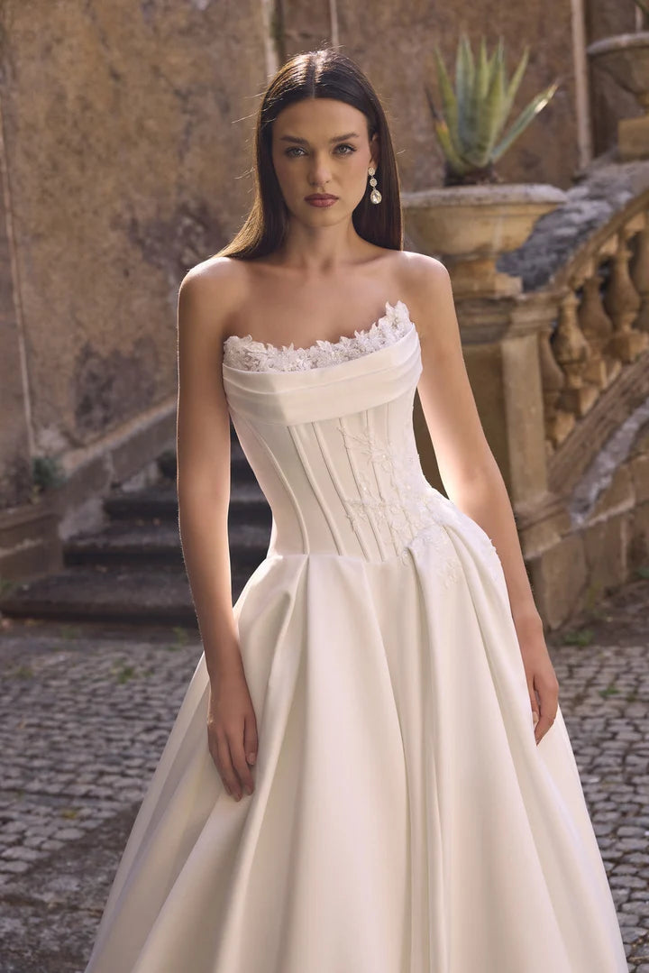 34745-Strapless Corset Ball Gown Wedding Dress