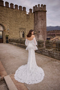 34846-Beaded Bombshell with All-Over-Lace Wedding Gown