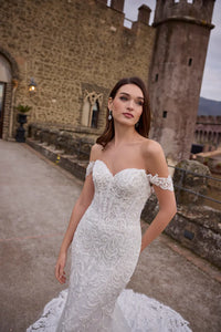 34846-Beaded Bombshell with All-Over-Lace Wedding Gown