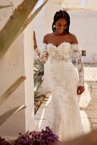 33280 - Romantic Fit and Flare Gown with Long Sleeves