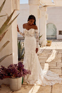 33280 - Romantic Fit and Flare Gown with Long Sleeves