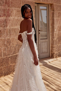 33285 - Soft A-Line Bridal Dress with Lace Detailing