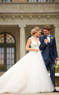 22719-Lace Bodice and Tulle Ballgown Wedding Dress