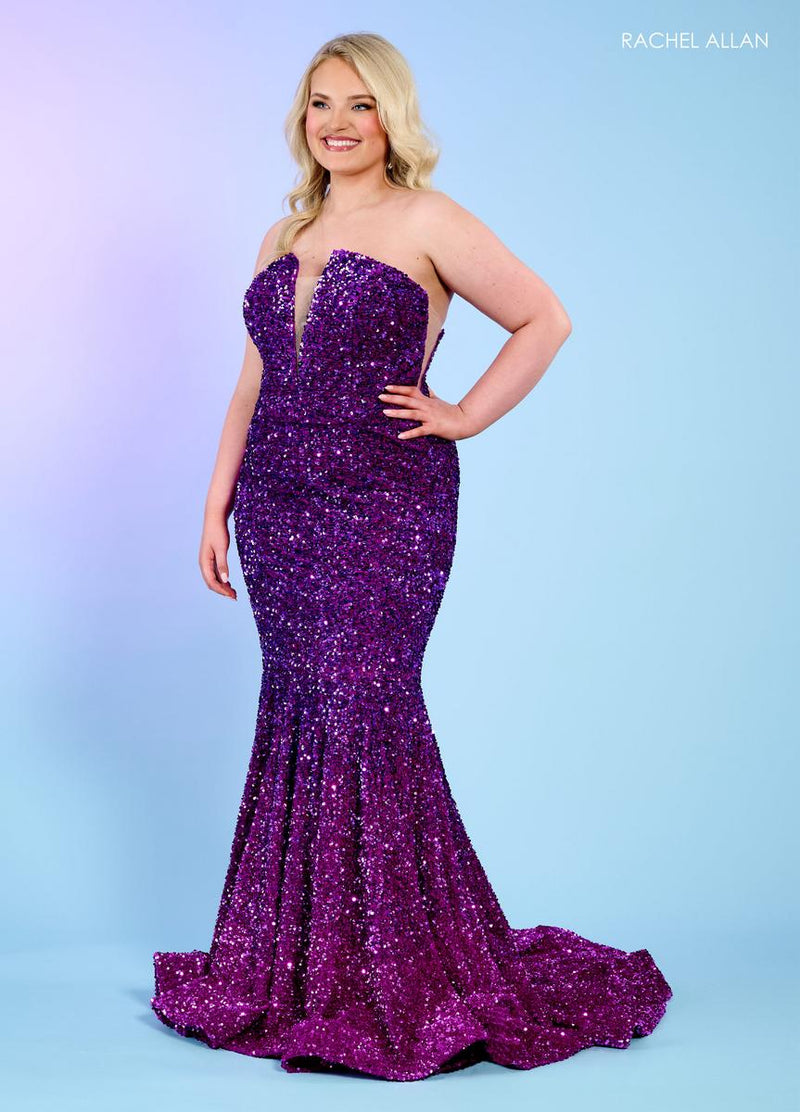 Rachel Allan Prom Dress 70293 - Strapless Sequin Fit and Flare Gown Rachel Allan Prom Dress 70293 - Strapless Sequin Fit and Flare Gown