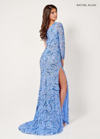 Rachel Allan 70301 One-Shoulder Long Fitted Dress with Slit