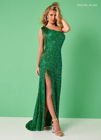 Rachel Allan Prom Dress 70361 - One-Shoulder Sequin Fitted Gown