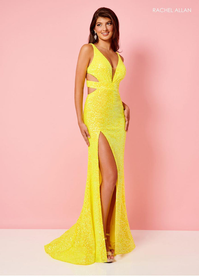 Rachel Allan 70451 Sequin Strappy Backless Long Fitted Dress