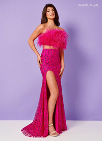 Rachel Allan Prom Dress 70467 - Strapless Feather Top, Fitted Skirt