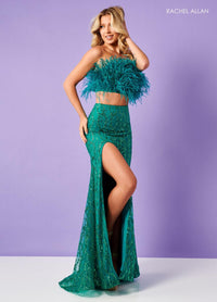Rachel Allan Prom Dress 70467 - Strapless Feather Top, Fitted Skirt
