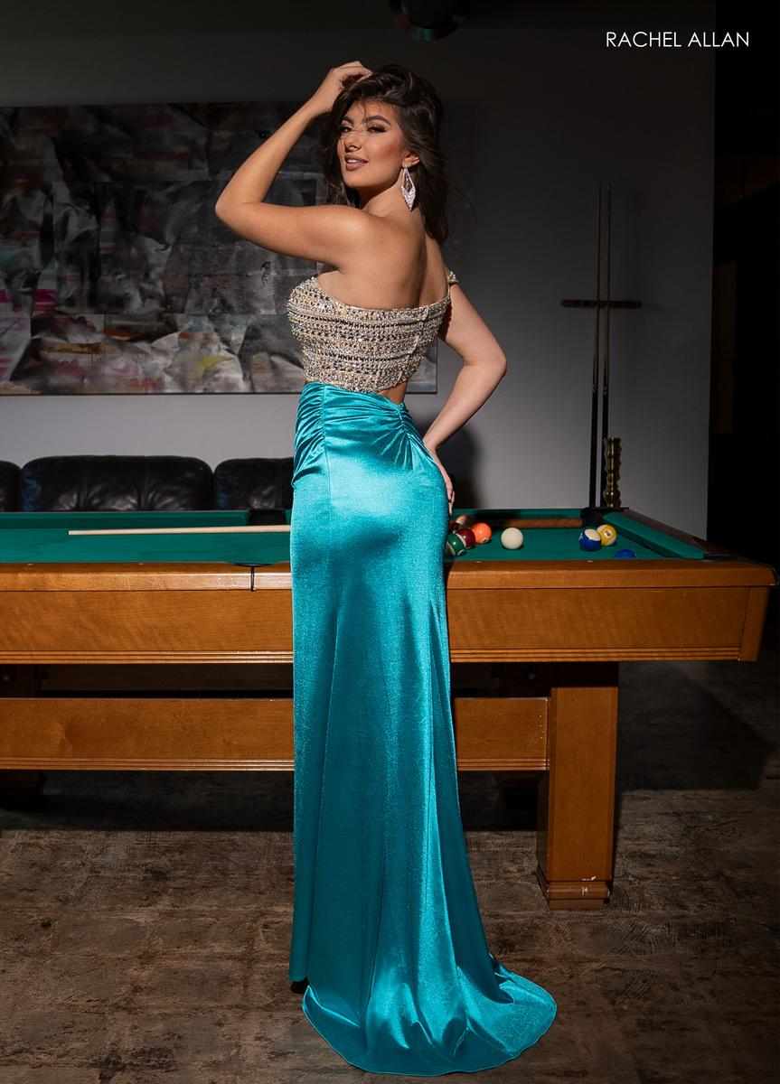 Rachel Allan Prom Dress 70573 - Asymmetrical Neckline, Long Fitted Silhouette
