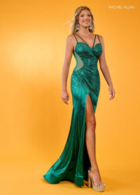 Rachel Allan Prom Dress 70590 - Spaghetti Strap Long Fitted Silhouette