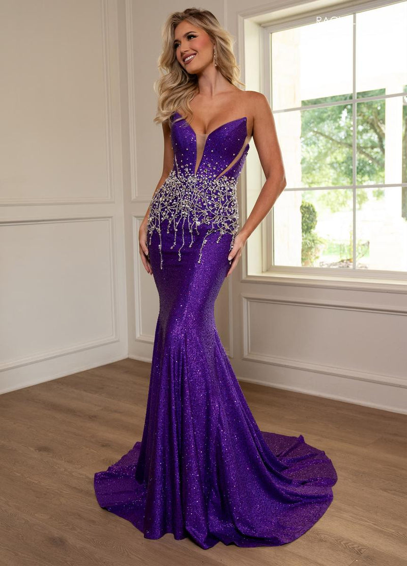 Rachel Allan 70742 Strapless Fit and Flare Gown with Lace-Up Back 2 / Black