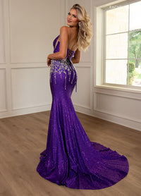 Rachel Allan 70742 Strapless Fit and Flare Gown with Lace-Up Back
