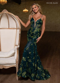 Rachel Allan Prom Dress 70858 - Plunging Neckline, Long Fit and Flare