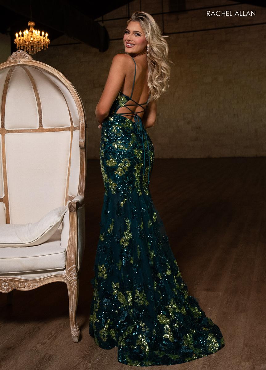 Rachel Allan Prom Dress 70858 - Plunging Neckline, Long Fit and Flare