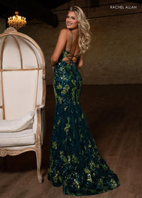Rachel Allan Prom Dress 70858 - Plunging Neckline, Long Fit and Flare