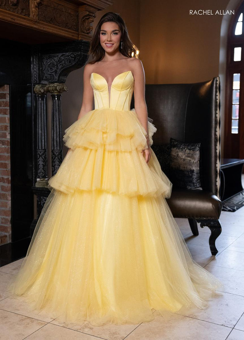 Rachel Allan Prom Dress 70876 - Strapless Ballgown with Tiered Skirt normansbridal Rachel Allan Prom Dress 70876 - Strapless Ballgown with Tiered Skirt normansbridal