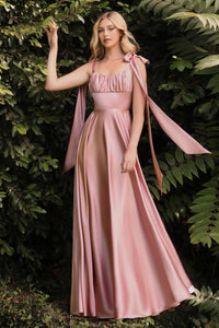 Ladivine Dress 7490 - Square Neck Long A-Line Gown
