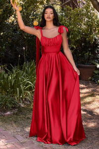 Ladivine Dress 7490 - Square Neck Long A-Line Gown