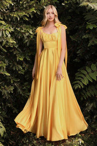 Ladivine Dress 7490 - Square Neck Long A-Line Gown