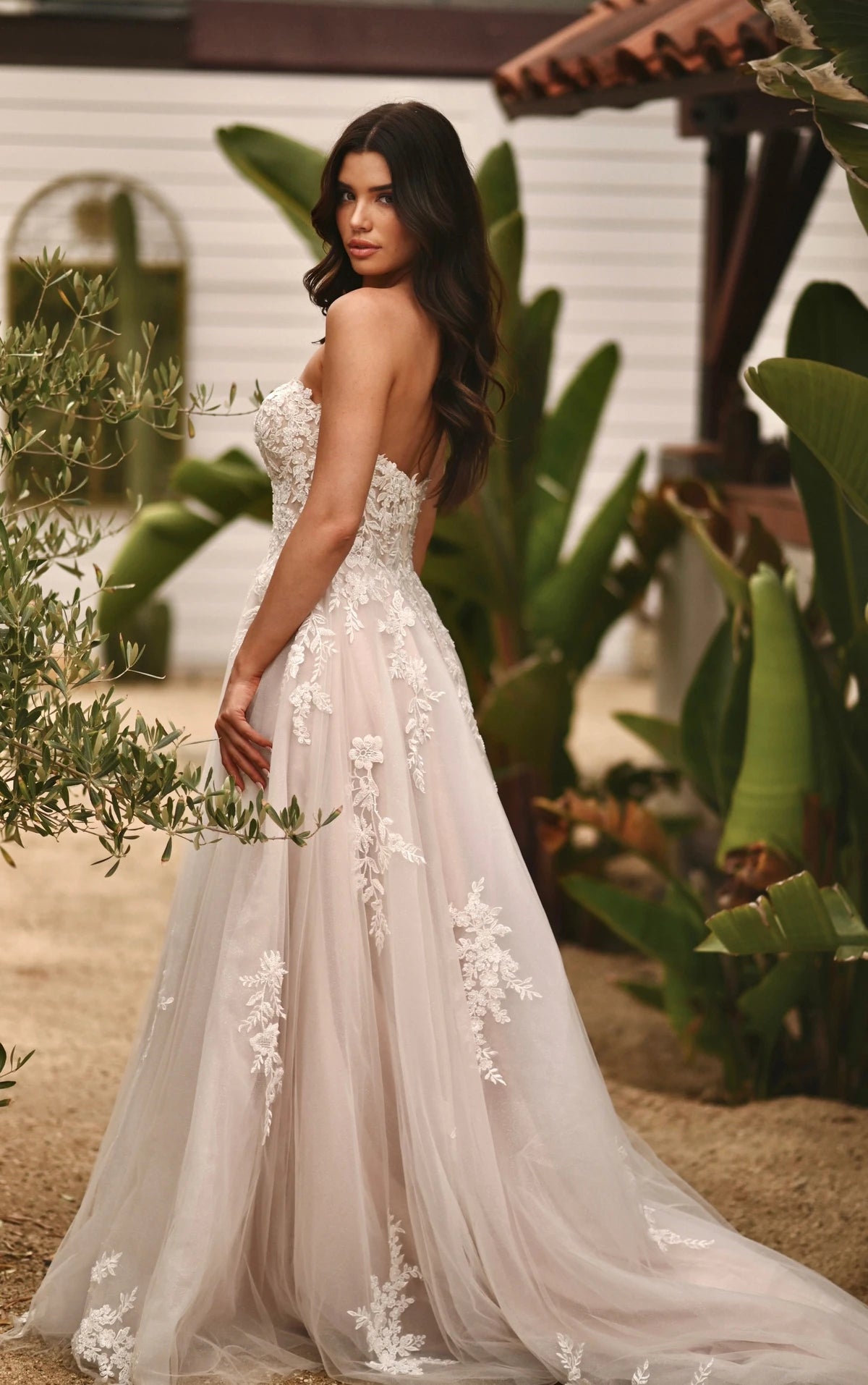 34976-Romantic Floral Lace Designer A-Line Wedding Dress