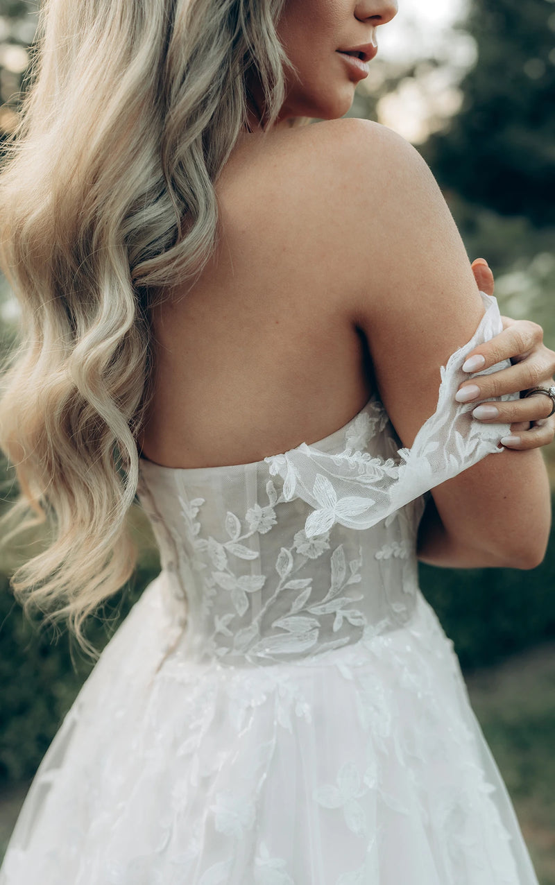 32158 - A-Line Wedding Dress with Off-the-Shoulder Corset Bodice normansbridal 32158 - A-Line Wedding Dress with Off-the-Shoulder Corset Bodice normansbridal