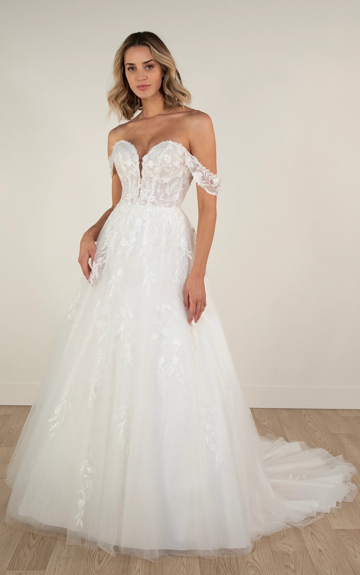 32158 - A-Line Wedding Dress with Off-the-Shoulder Corset Bodice normansbridal 32158 - A-Line Wedding Dress with Off-the-Shoulder Corset Bodice normansbridal