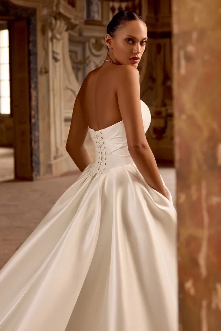 33256 - Classic Ball Gown Bridal Gown with Rouched Corset Bodice