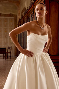 33256 - Classic Ball Gown Bridal Gown with Rouched Corset Bodice