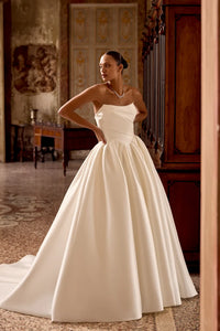 33256 - Classic Ball Gown Bridal Gown with Rouched Corset Bodice