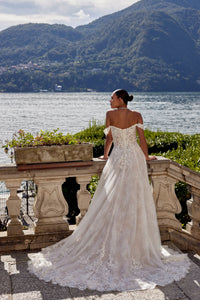 33264 - A-Line Wedding Dress with Romantic Lace & Basque Waist