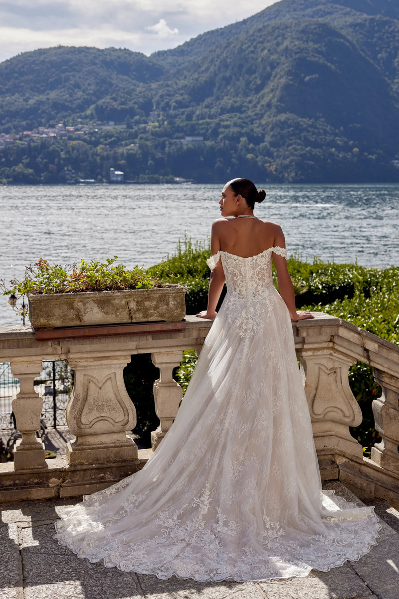 33264 - A-Line Wedding Dress with Romantic Lace & Basque Waist