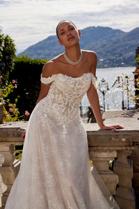 33264 - A-Line Wedding Dress with Romantic Lace & Basque Waist