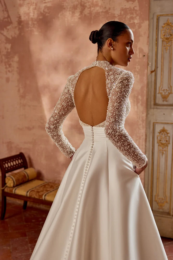 33265 - Soft A-Line Bridal Dress with Embellishments