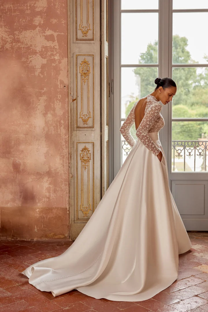 33265 - Soft A-Line Bridal Dress with Embellishments