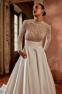 33265 - Soft A-Line Bridal Dress with Embellishments