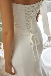 88500-Crepe Fit and Flare Mock Two-Piece Wedding Dress