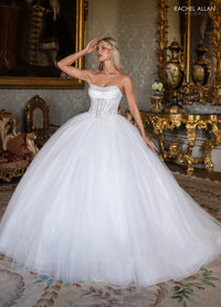 34529 - Pearl Encrusted Ballgown with Glitter Tulle Skirt