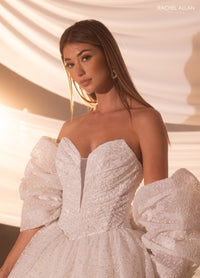 33458 - Modern Ball Gown Wedding Dress with Lace Embellishments