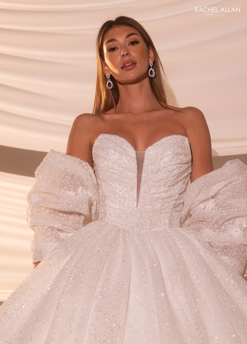 33458 - Modern Ball Gown Wedding Dress with Lace Embellishments