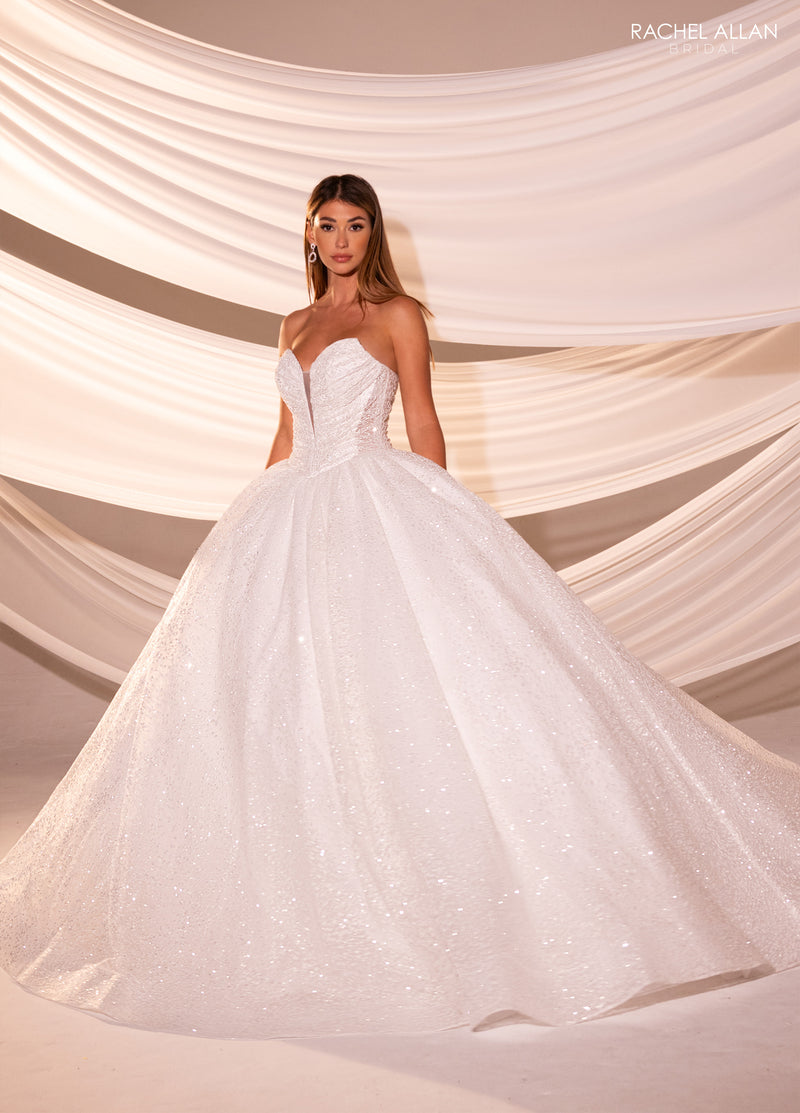 33458 - Modern Ball Gown Wedding Dress with Lace Embellishments