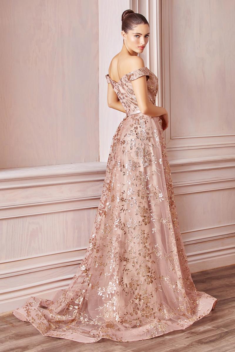 Ladivine Dress CB069 - Plunge Neckline, Long Fit and Flare Silhouette