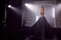 Ladivine Dress CB114 - Plunging Neckline, Long Floral Fit and Flare