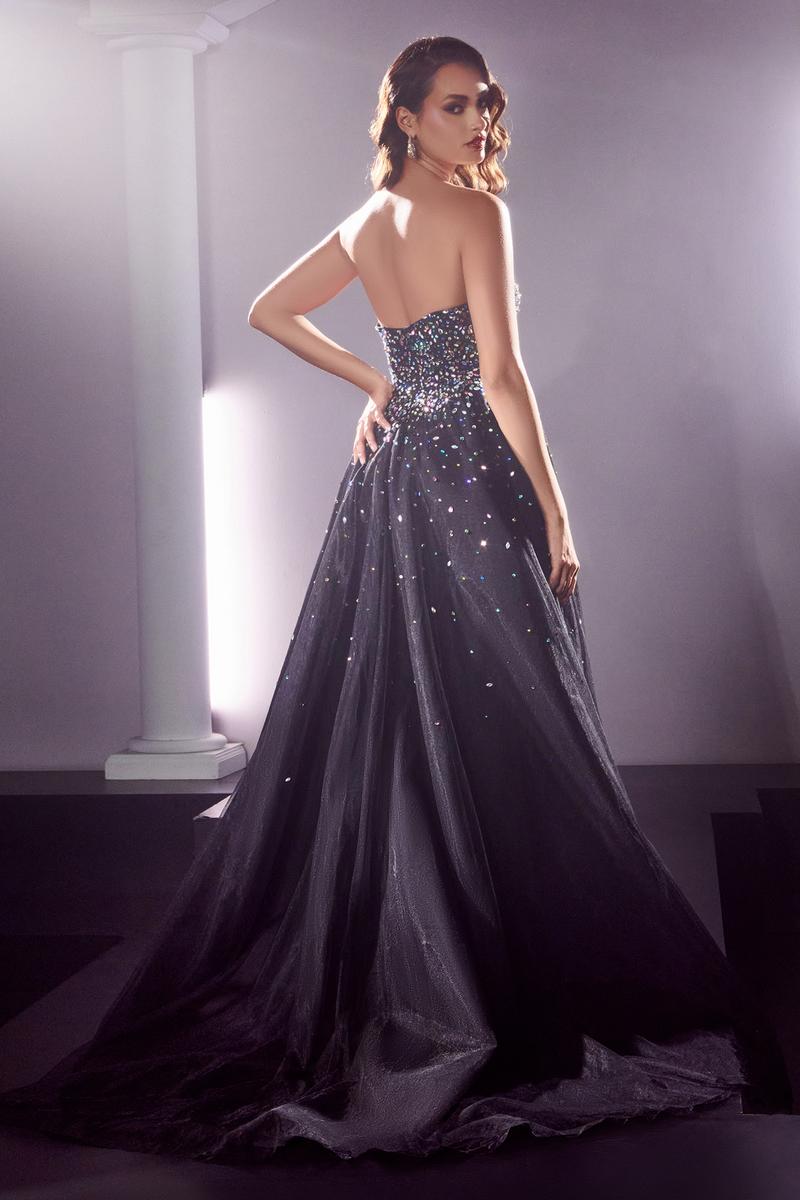 Ladivine Dress CB114 - Plunging Neckline, Long Floral Fit and Flare