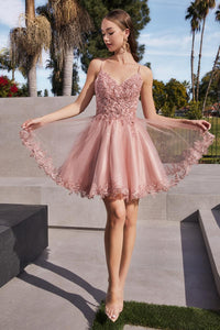 Ladivine Dress CD0213 - V-Neck Short A-Line