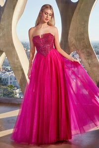 Ladivine Dress CD0217 - Sweetheart Neckline, Long A-Line Silhouette