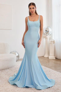 Ladivine Dress CD2219 - Strappy Back, Long Fit and Flare Silhouette