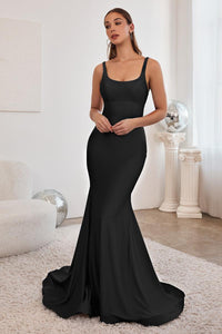 Ladivine Dress CD2219 - Strappy Back, Long Fit and Flare Silhouette