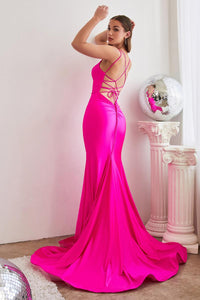 Ladivine Dress CD2219 - Strappy Back, Long Fit and Flare Silhouette